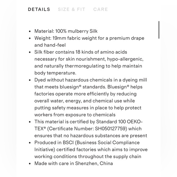 Quince Washable Silk Cropped Button up Pajama Top, Large, Indigo Blue - Picture 6 of 6